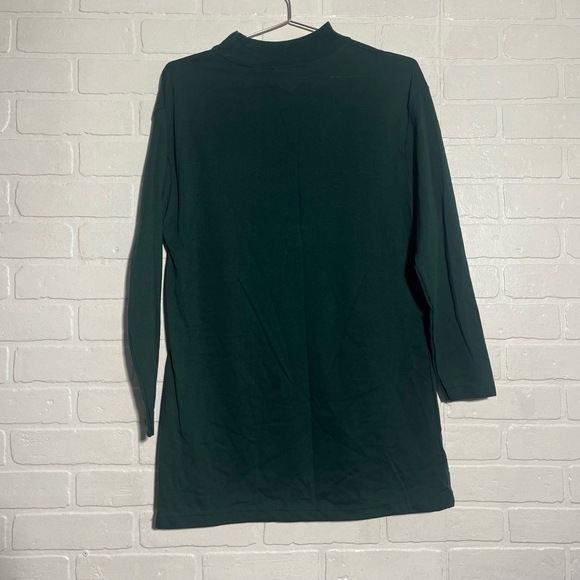AVON STYLE Vintage Womens Sweater Dark Green Mock Neck Crest Cotton Blend MED - Picture 4 of 7